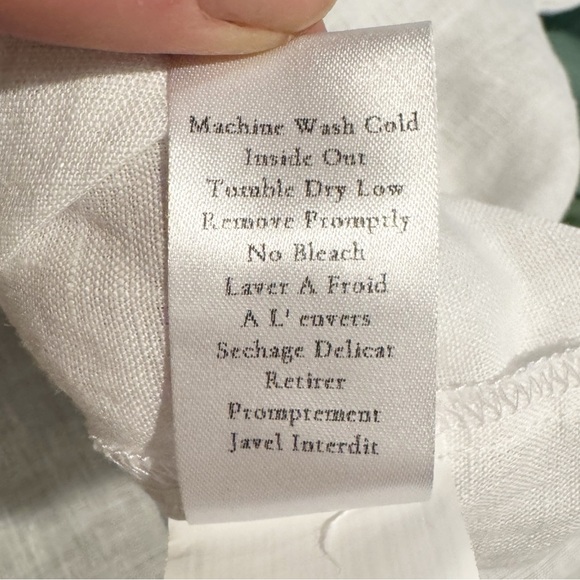 Frank & Eileen | Rosie Short-Sleeve Button-Up Shirt in White Italian Linen Sz. M - Picture 6 of 8